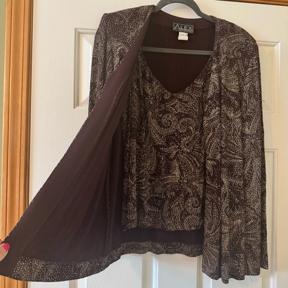 Alex Evenings 3 Piece Set Long Chiffon Skirt with Tank and  Jacket - Picture 3 of 15